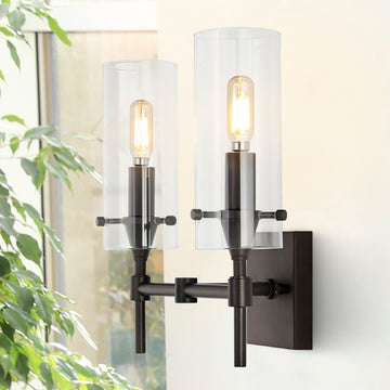 Cato Bohemian Farmhouse Iron/Glass LED Vanity - JONATHAN Y